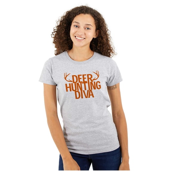 Deer Hunting Diva Antler Season Womens Slim Fit Graphic Tee Brisco Brands L