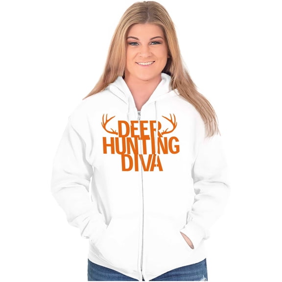 Deer Hunting Diva Antler Season Zip Hoodie Sweatshirt Women Brisco Brands X