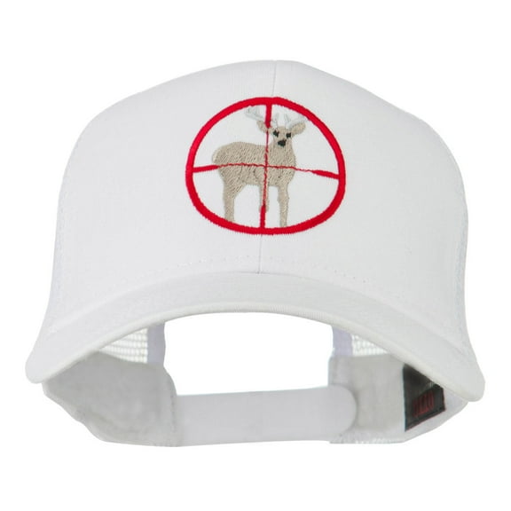 Deer Hunting Embroidered Mesh Back Cap - White OSFM