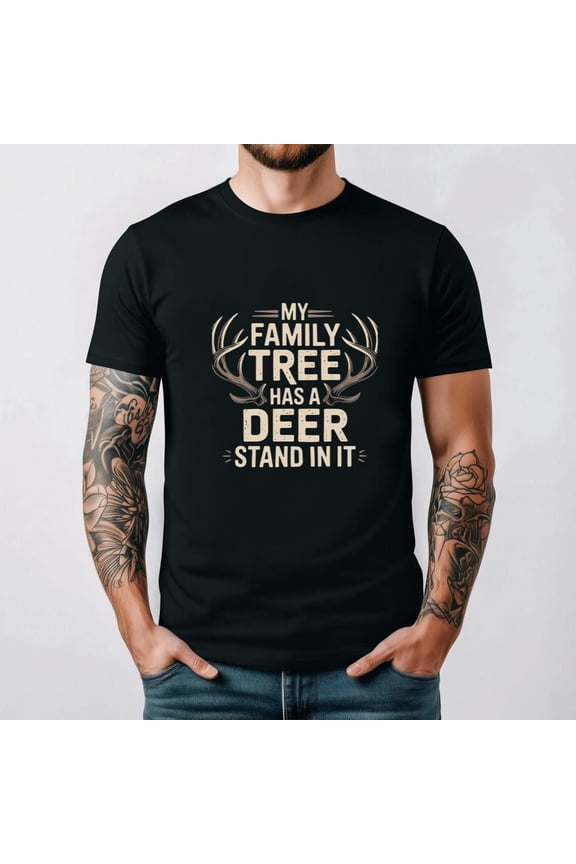 Deer Hunting Funny Family Gift Dad Hunter Son Outdoors Buck Forest Unisex T-Shirt, for men & women, up to size 5XL.