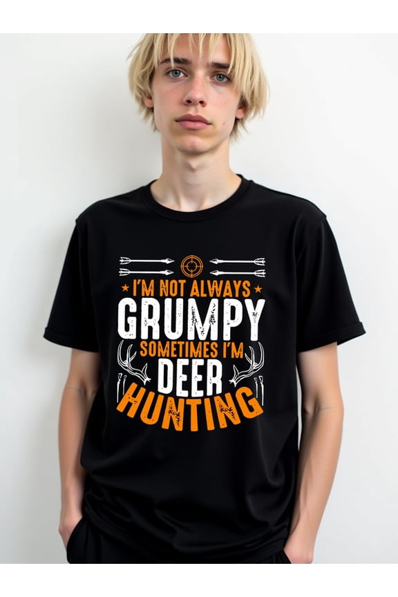 Deer Hunting Grumpy T-Shirt Men's round neck T-shirt black 2026 gifts For summer Casual Daily Wear Funny Unisex Shirt Graphic Tee tshirts