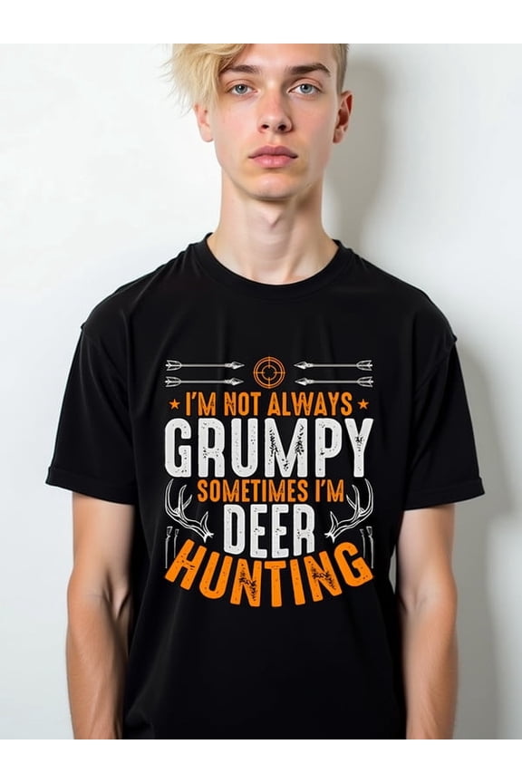 Deer Hunting Grumpy T-Shirt Mens t shirt black elegant gifts Breathable fabric, crew neck, short sleeves Original Unisex Shirt Graphic Tee tshirts