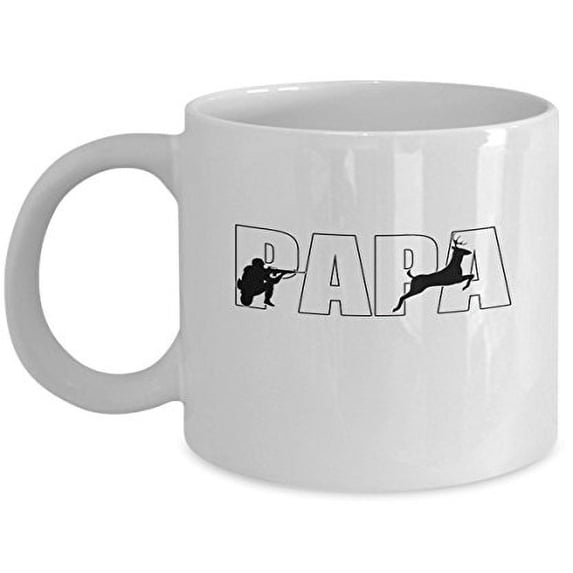 Papa 11 oz Coffee Mug - Deer Hunting White Ceramic Gift