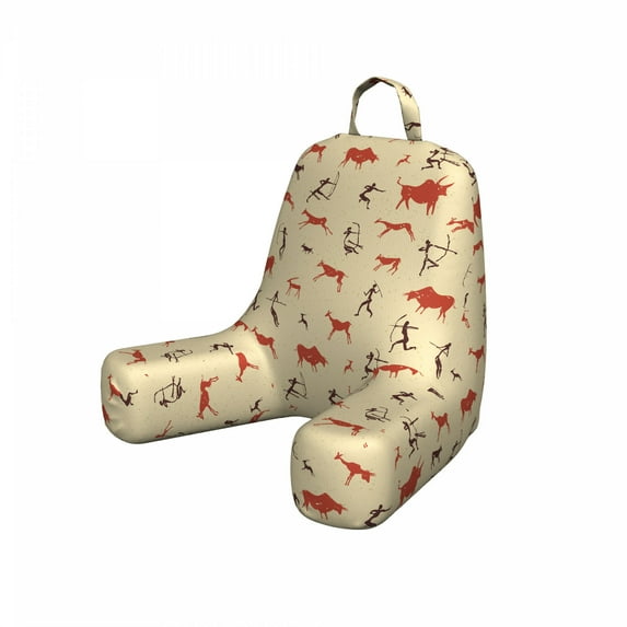Deer Hunting Reading Pillow Cover, Prehistoric Bull Chasing Aboriginal Archery Pattern, Unstuffed Printed Bed Rest Case from Soft Fabric, Small, Beige Burnt Orange, by Ambesonne