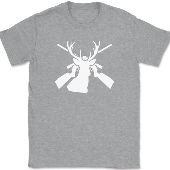 Deer Hunting Rifle Logo T-Shirt Hunter Elk Doe Hobby Graphic Tee - Heather Grey, 4XL