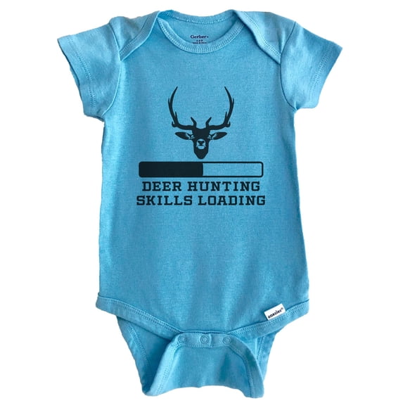 Deer Hunting Skills Loading Funny Hunting Humor Baby Bodysuit (Blue), 0-3 Months