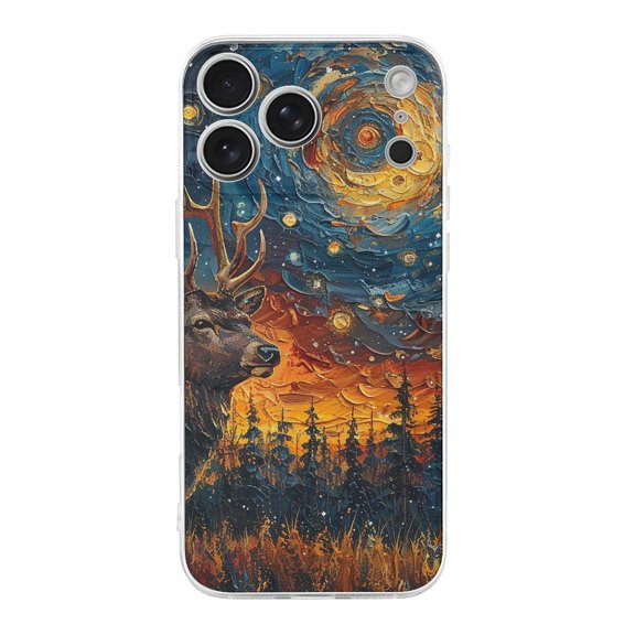 Deer Hunting Sky Art Transparent TPU Case for iPhone 17 Pro Max Slim Shockproof Protective Phone Cover