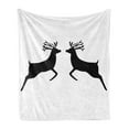 thumbnail image 1 of Deer Hunting Soft Flannel Fleece Throw Blanket, Monochromatic 2 Reindeer Silhouette Illustration Plain Background, Cozy Plush for Indoor and Outdoor Use, 70" x 90", Charcoal Grey White, by Ambesonne, 1 of 5