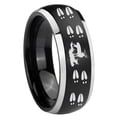 thumbnail image 1 of Deer Hunting Tracks 8MM Dome Brush Black Silver Edges Tungsten Men Ring, 1 of 2