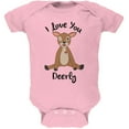 thumbnail image 1 of Deer I love You Deerly Dearly Funny Pun Soft Baby One Piece Light Pink 0-3 M, 1 of 1
