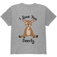 thumbnail image 1 of Deer I love You Deerly Dearly Funny Pun Youth T Shirt Heather YLG, 1 of 1