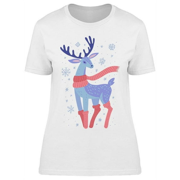 Deer In Scarf T-Shirt Women -Image by Shutterstock, Female Large