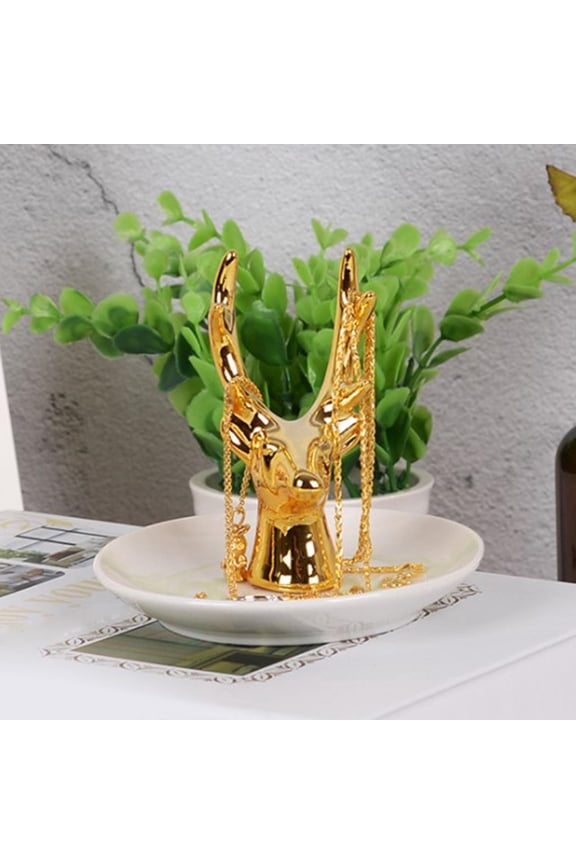 Deer Jewelry Display Stand Tray Dish Necklace Ear Holder Plate Rack
