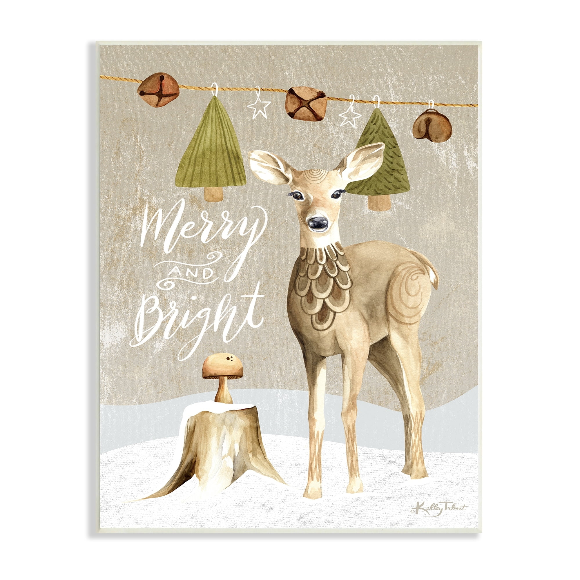 Deer & Jingling Bells Snowy Winter Scene Calligraphy Animals & Insects Graphic Art Unframed Art Print Wall Art