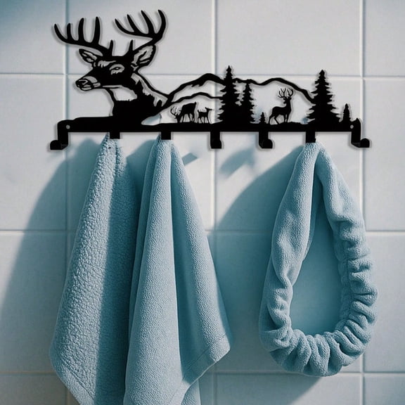 Deer Key Holder - Rustic Woodland Wall Organizer with Hooks for Keys, Coats & Christmas Decor | Nature-Inspired Wall Art for Farmhouse | Perfect Holiday Gift for Halloween, Christmas, Housewarming