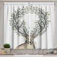 thumbnail image 1 of Deer Kitchen Curtains, Hipster Reindeer with Floral Horns Mythical Creature Pastel Color Illustration, Two Panels Drapes with Rod Pocket Room Decor, 55" X 45", Soft Pink Blue, by Ambesonne, 1 of 1