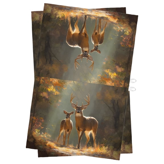 Deer Kitchen Towels Dish Towel Pack of 2 Rustic Earthy Brown Autumn Forest Nature Wildlife Soft Dish Cloth Set Absorbent Dishcloth for Drying Dishes, Hand Towels 18 x 28 Inches