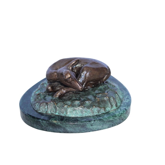 Deer Lazy Days, Small Bronze Statue Signed by Robert Beeler 6" x 7" x 3"H