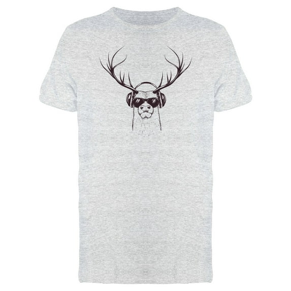 Deer Listening To Music T-Shirt Men -Image by Shutterstock, Male 3X-Large