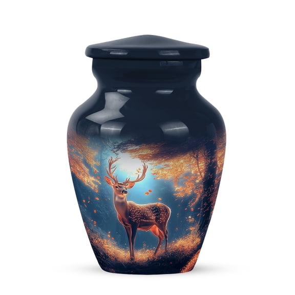 Deer Little Urns For Male & Female - Small Cremation Urns For Human Ashes For Mom - Small Urn For Human Ashes Keepsake Dad - Blue Urn For Ash Adult Male 3 Inch