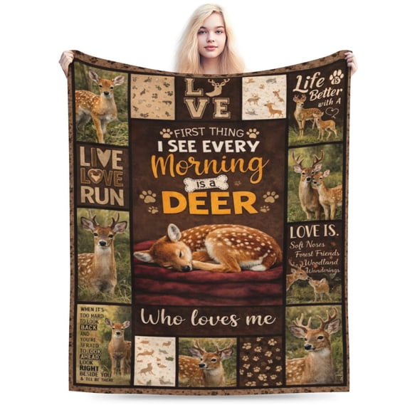 Deer Lover Blanket Gift Throw Blanket Woodland Deer Pattern Blanket Cozy Soft Home Decor Gift for Wildlife Lovers 50x40