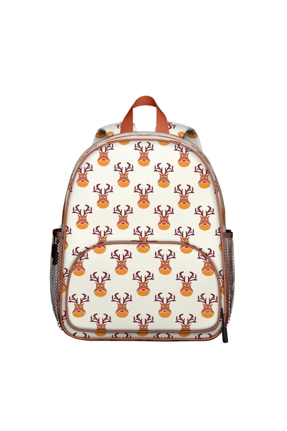 Deer Lover Student Backpack – Vintage Forest Print With Nordic Geometric Design Rustic Woodland Buck Art Aesthetic Nature Theme