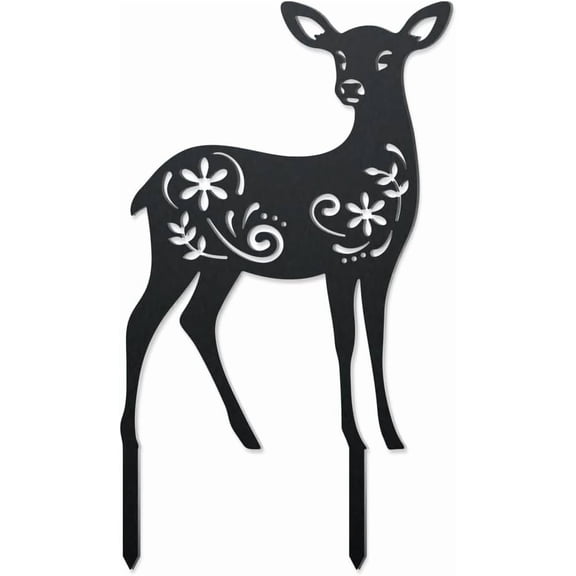 Deer Metal Outdoor Statues Silhouette Reindeer Metal Decorative Garden Stakes Funny Animal Flower Silhouette Outdoor Stakes Decor for Garden Hugger Backyard Patio Lawn Art Outdoor Decor Black DIY