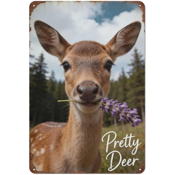 Deer Metal Tin Sign Plaque 8x12 Inch Rustic Woodland Forest Wall Decor for Home Garden