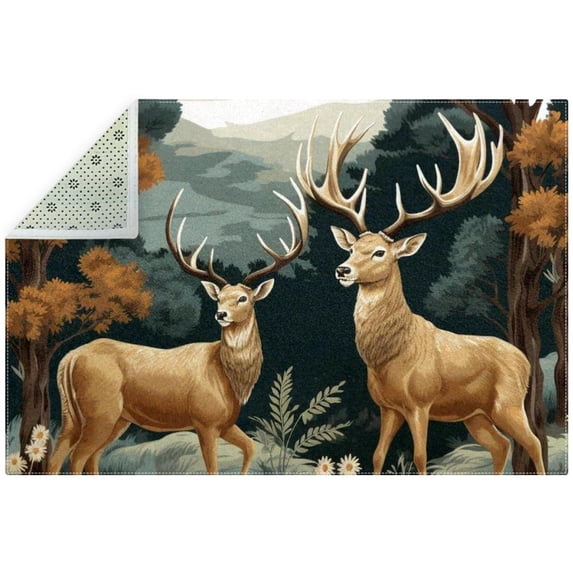 Deer Modern Polyester Area Rug 5x7 Gray Geometric Pattern Indoor Outdoor Carpet for Living Room Bedroom Office Décor