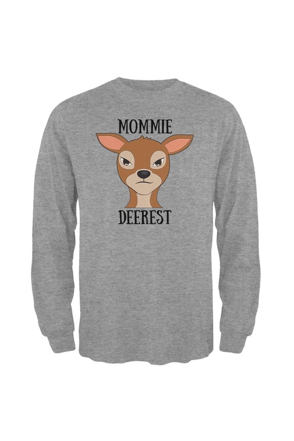 Deer Mommy Deerest Dearest Funny Pun Mens Long Sleeve T Shirt Heather LG