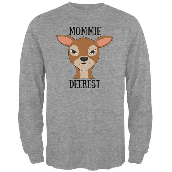 Deer Mommy Deerest Dearest Funny Pun Mens Long Sleeve T Shirt Heather X-LG