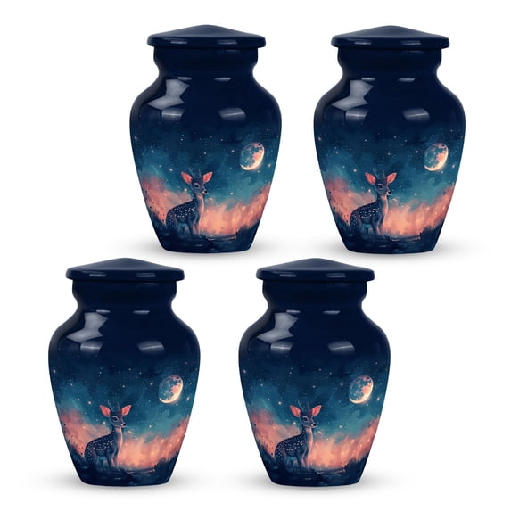Deer Moonlit Fawn Fantasy Small Ashes Keepsake - Cremation Urn Human Ashes - Funeral Urns For Women & Men - Funeral Urns For Ashes - Mini Urns For Ashes Adult Set Of 4 (Size - 3inch, 4pcs)