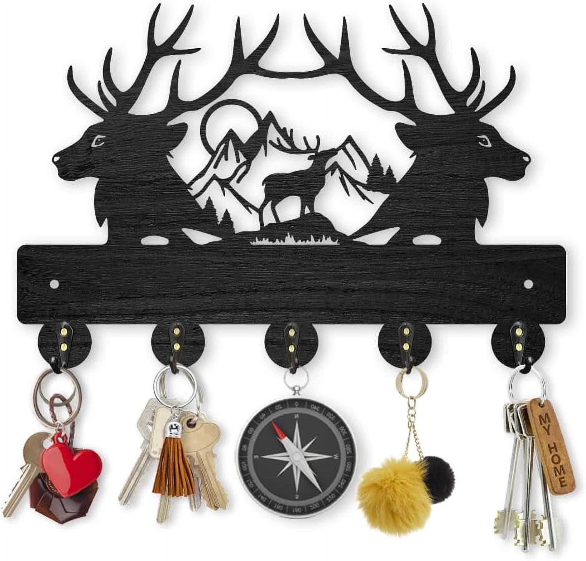MAYJOYDIY Mr Mrs Coat Rack Wall Mount 11.8 × 7.3inch Wood Family Key