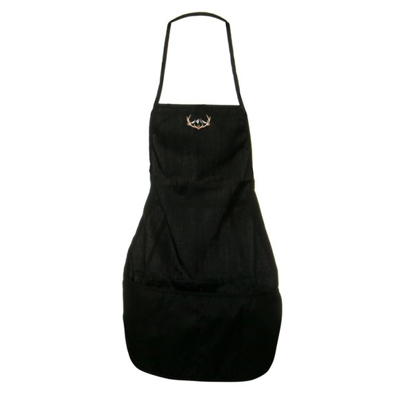 Deer Mountain Logo Embroidered Solid Chef's Apron - Black OSFM
