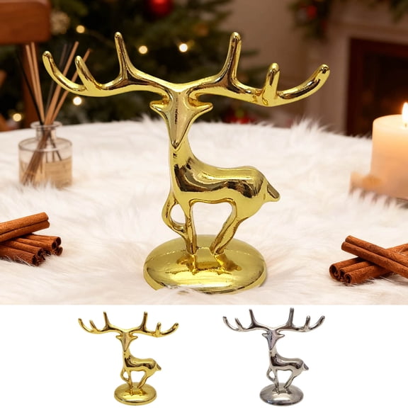 Deer Ornaments Wine Cabinet Decor, Metal Deer Sculpture for Home Bar Decor Christmas, Family Gathering Hostess Gift, Tabletop Mantel Display for Living Room Decor Akmoler