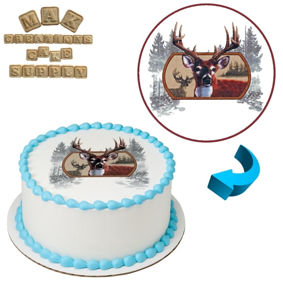 Deer Outdoors Hunting 8" Round Edible Cake Topper ~ Can be used on 8", 9" or 10" Cakes