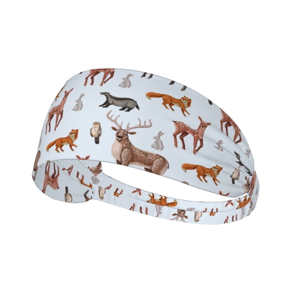 Deer Owl Rabbit Headbands for Women Men, Workout Elastic Sweat Band for Yoga Running Cycling Gym Exercise Non Slip Head Bands for Women's Hair
