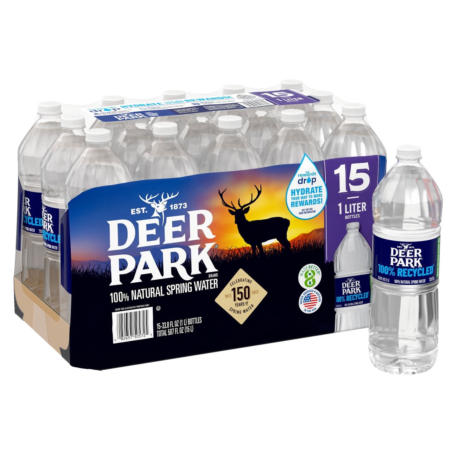 Deer Park 100% Natural Spring Water, 1 L, 15 pk.