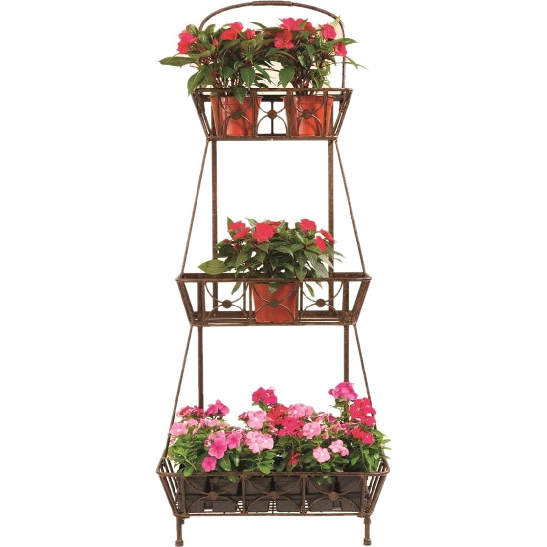 Deer Park Ironworks - PL242 - Deer Park Ironworks 3 Basket Floor Planter - 56 Height x 24 Width x 12 Depth - Natural