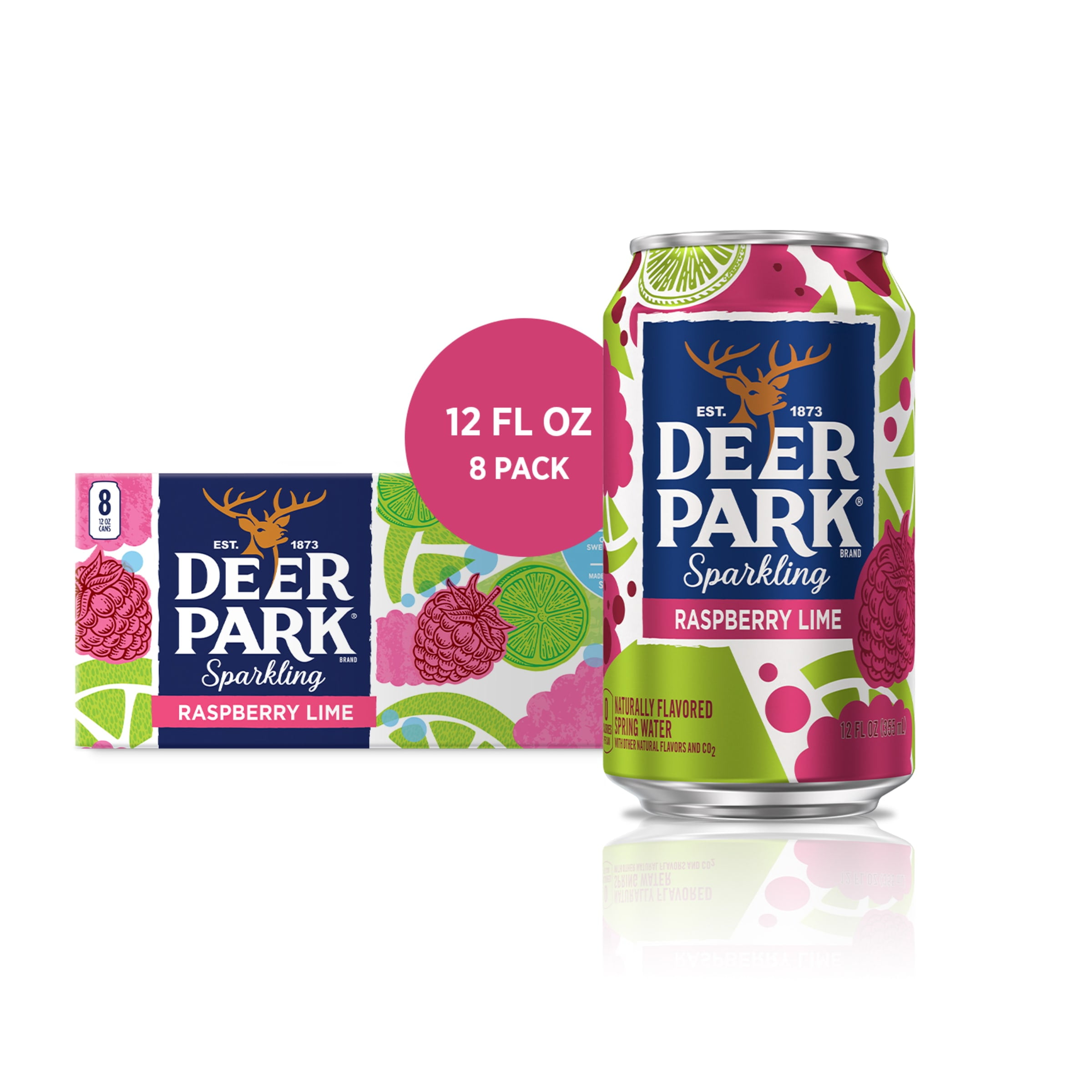 Deer Park Sparkling Water, Raspberry Lime, 12 oz. Cans (8 Count