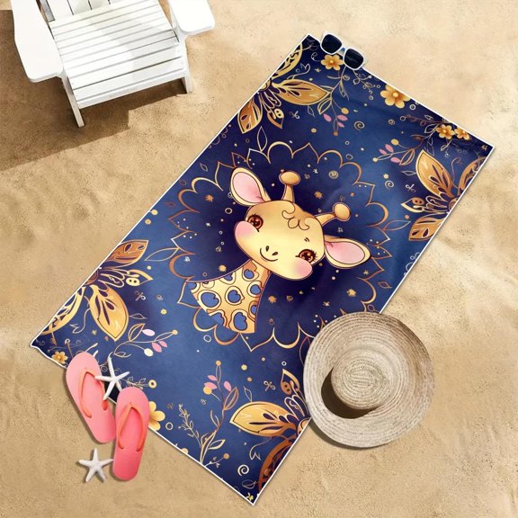 Deer Pattern Sandproof Beach Towel, Quick Dry Microfiber, Super Absorbent for Travel, Pool, Diving, Surf, Yoga, Camping (2)