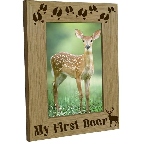 Deer Picture Frames Wood Photo Frame Display Pictures 4x6 Wall Mounting Printing Poster Frame Stand Memorial Gifts for Christmas Wall Hanging Gallery Tabletop Decor 6x8Inch-My First Deer Mixed Color