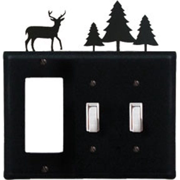 Deer & Pine Trees Single GFI CUSTOM Product Double Switch Cover