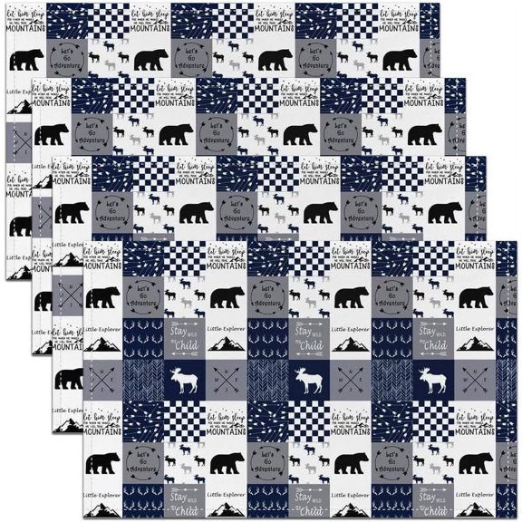 Deer Placemats for Dining Table 18"x12" Set of 4 Soft Bear Washable Fabric Decoration Table Mats Placemat Botanical Tree Print White Blue Botanical Tree Natural Theme Animal Placemats