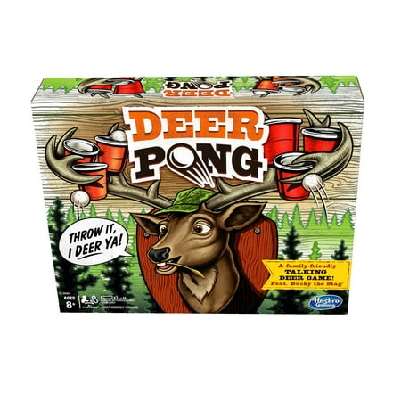 Deer Pong Talking Deer Head and Music, Board Game for Kids and Family for Ages 8 and Up, 2+ Players