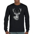 thumbnail image 1 of Deer Portrait Long Sleeve T-shirt Monochrome Buck Head Nature Whitetail Wildlife Antlers Forest Rustic Hunt Trophy, 1 of 7