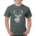 thumbnail image 1 of Deer Portrait T-shirt Monochrome Buck Head Nature Whitetail Wildlife Antlers Forest Rustic Hunt Trophy Men's Tee, 1 of 7