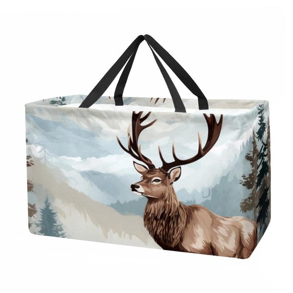 Deer Premium Oxford Cloth Picnic Basket - Reusable, Foldable, Large Capacity Storage Box, Ideal Storage Bin or Shopping Basket for Outdoor Adventures