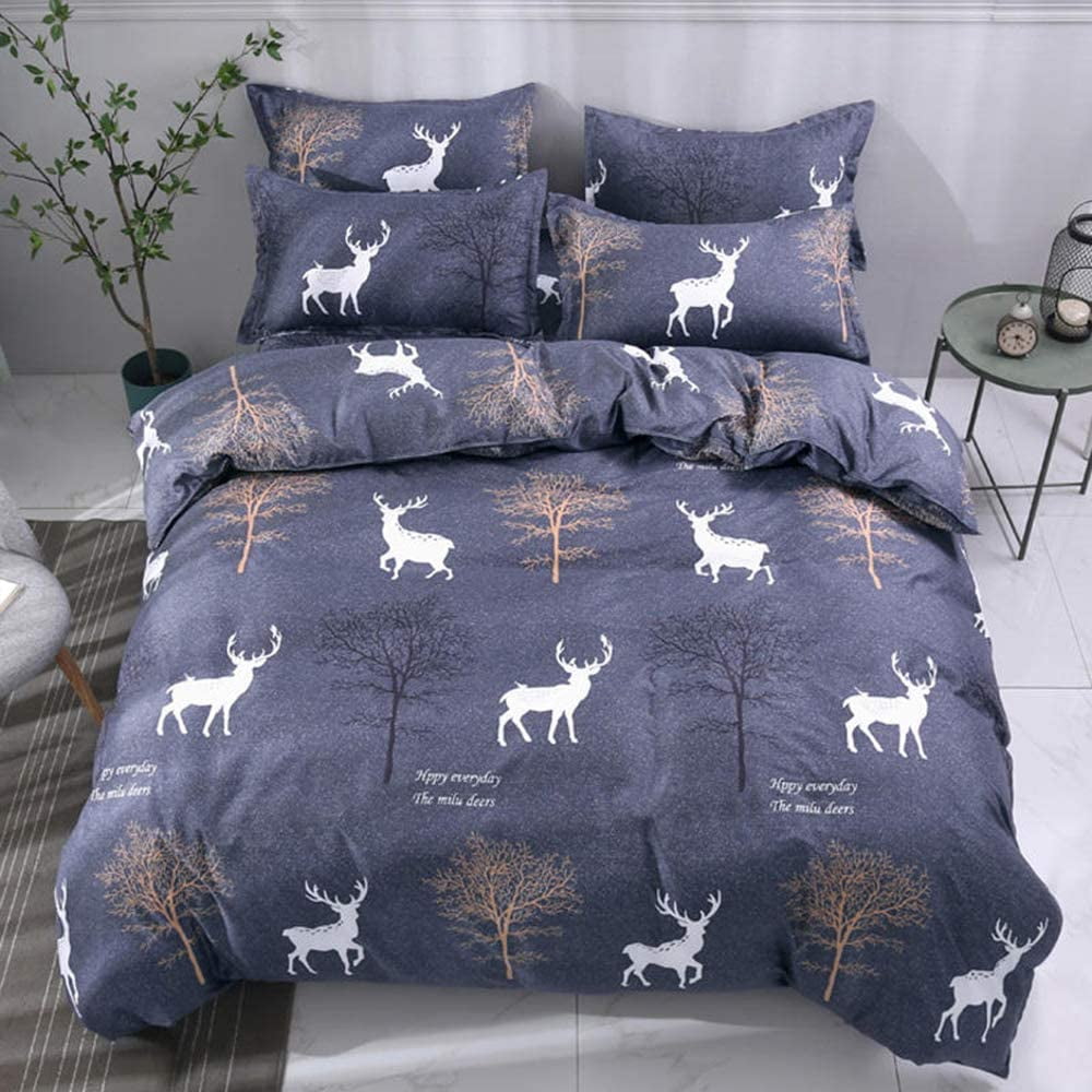 Deer Print Comforter Cover for Kids Boys Girls,Cute Duvet Cover Set