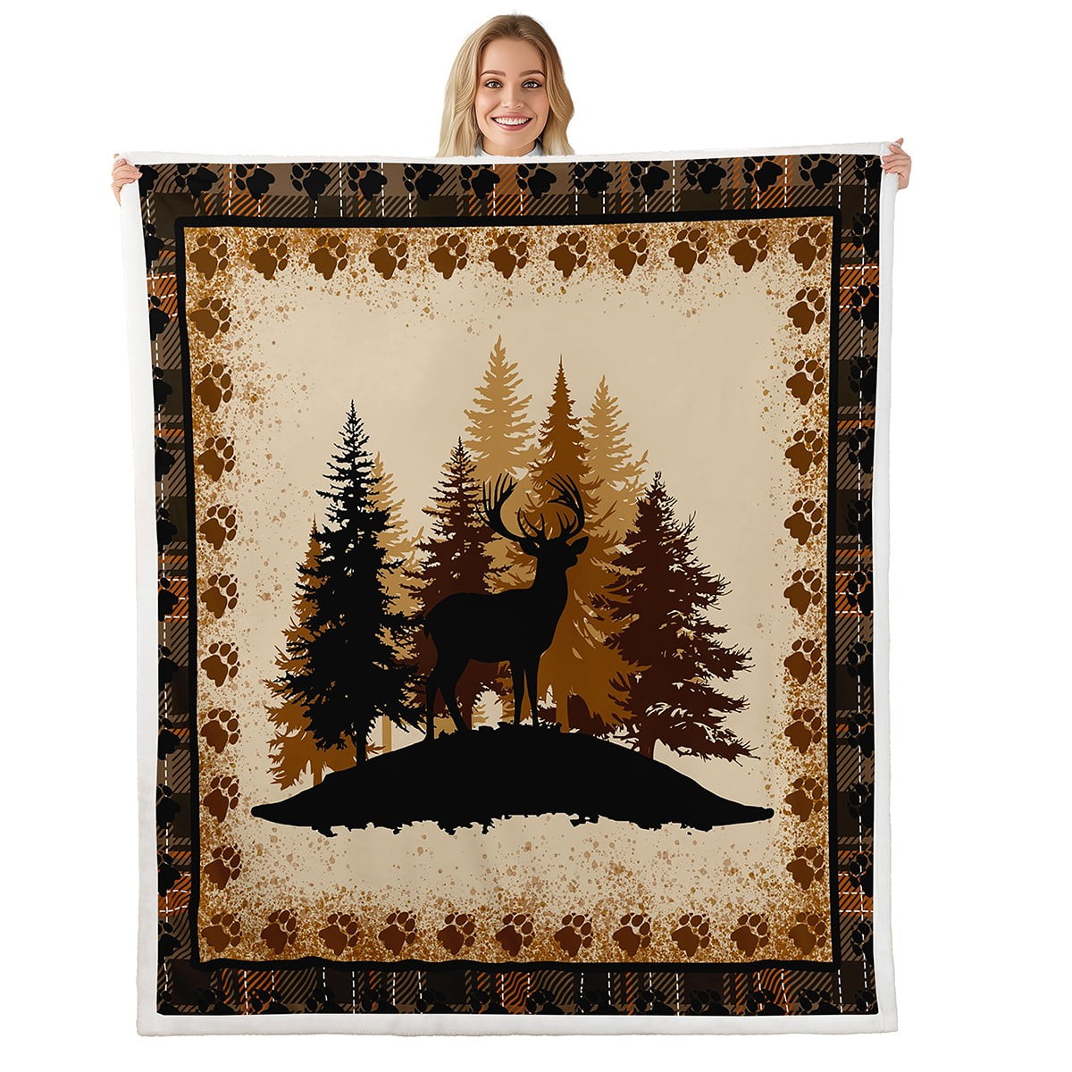 Baby's First Christmas Woodland Animals Blanket - 30x40 Inch Sherpa Fleece Throw